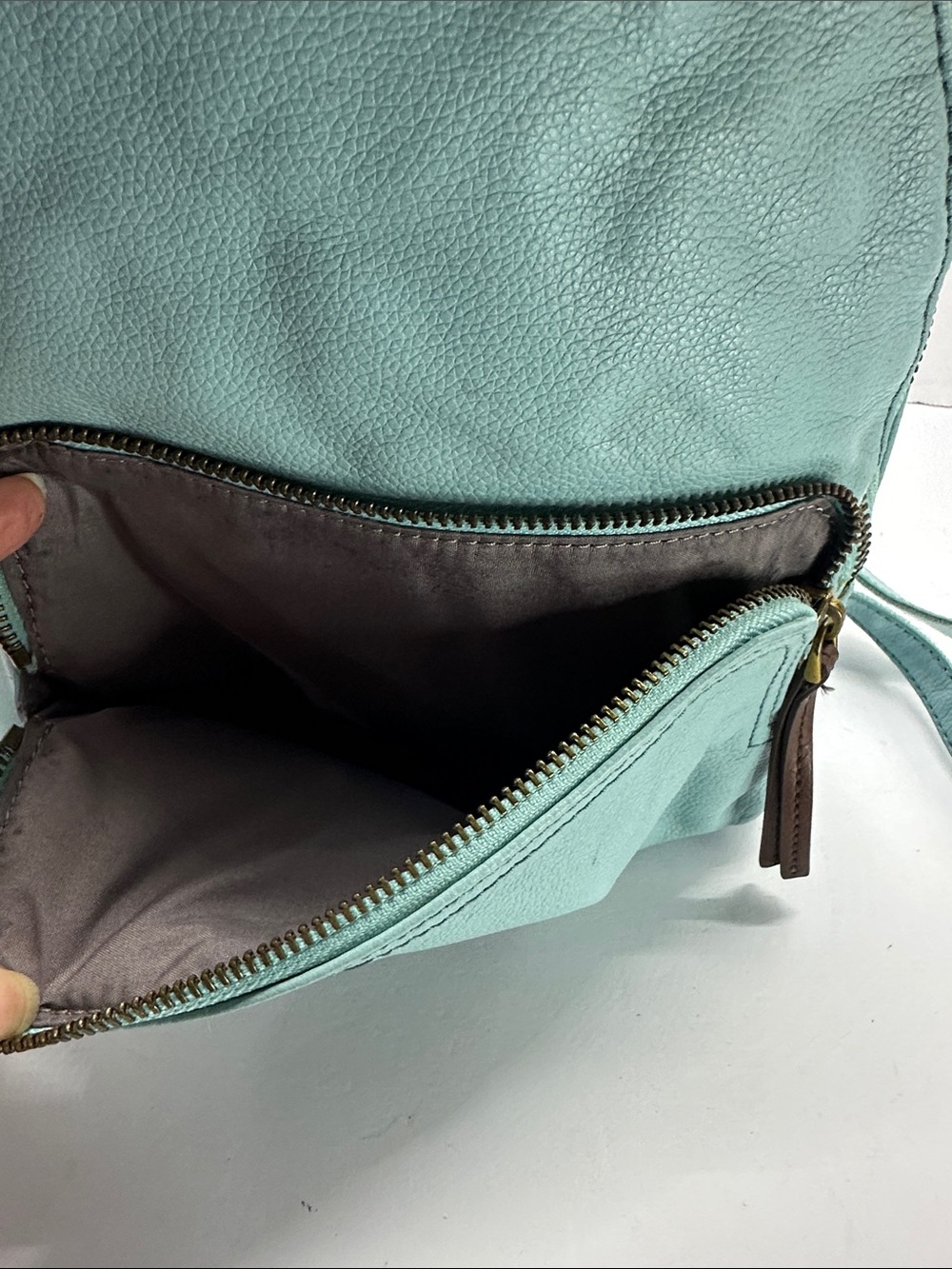 Fossil Pebbled Leather Mini Backpack in Mint - Picture 4 of 9